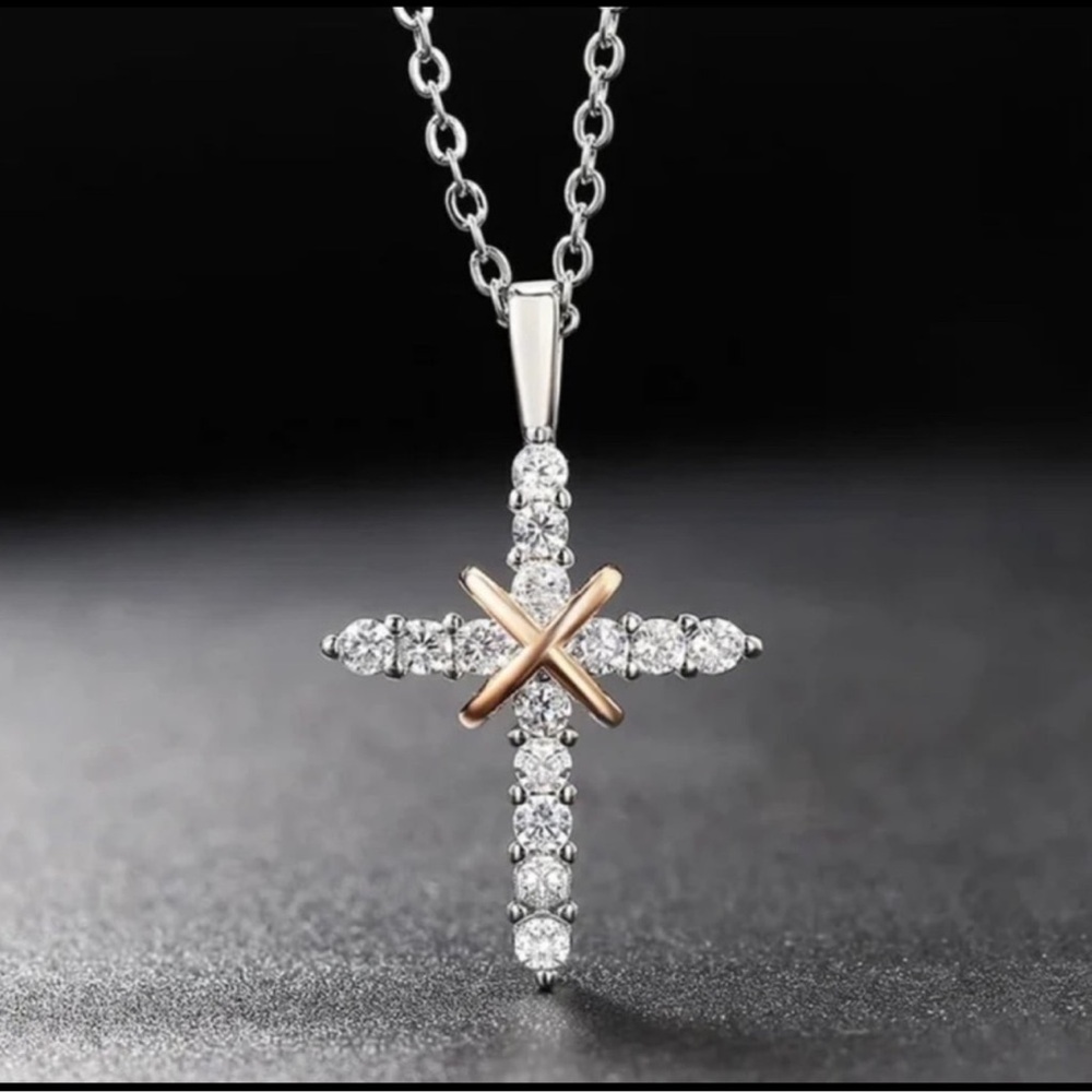 14kt Diamond Cross necklace